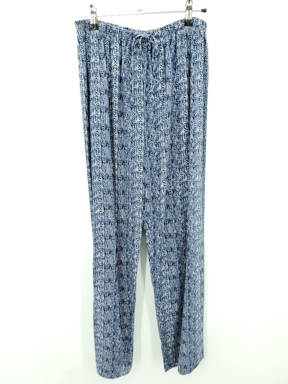 VTG 90s Byer California Blue & White Patterned Pull On Rayon Pants M